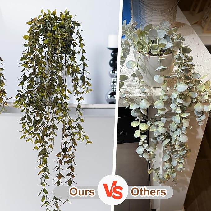 Artificial Hanging Plant 2 Pcs Faux Plant Ivy Vine Faux Eucalyptus Vines Fake - Image 3