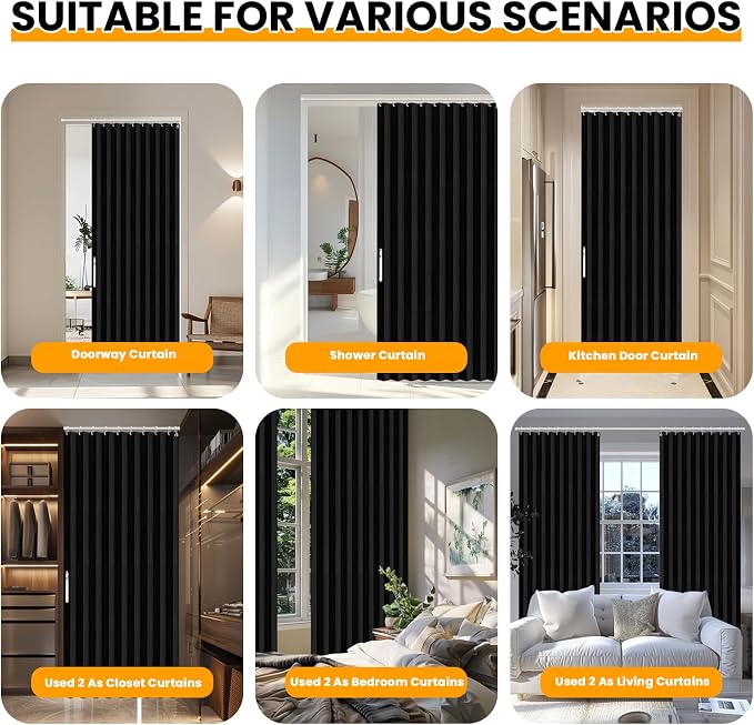 AJAZZ 100% Blackout Accordion Door Closet Curtain Door Curtain Invisible - Image 5