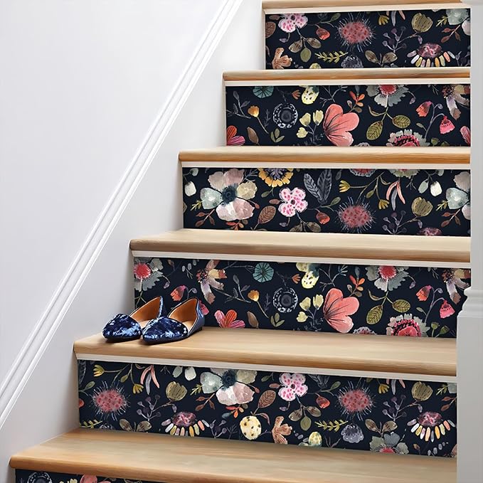 Wallpaper Peel and Stick Floral Wall Paper Removable Waterproof Blue/Red/Yellow - Image 6
