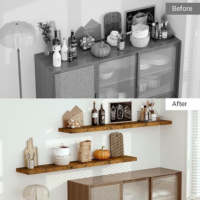 Vivelove 12 Inch Deep Floating Shelves 72 inch Long, 72 x 12 Wide Wall Shelves - Image 9