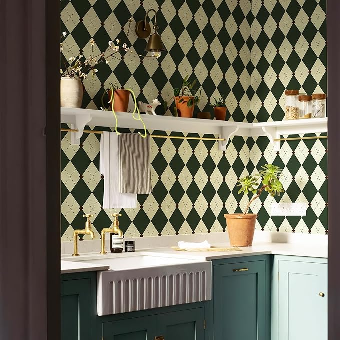 Simon&Siff Retro Peel and Stick Wallpaper Black and Green Wallpaper Vintage - Image 4