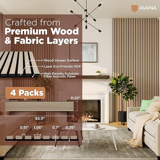 Avana Acoustic Wood Wall Panels – 93.2x11.25 Inch Panels – Fits 94x12 Layout – - Image 4