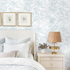 Ismoon Large Floral Peel and Stick Wallpaper Boho White and Blue Contact Paper - Image 2