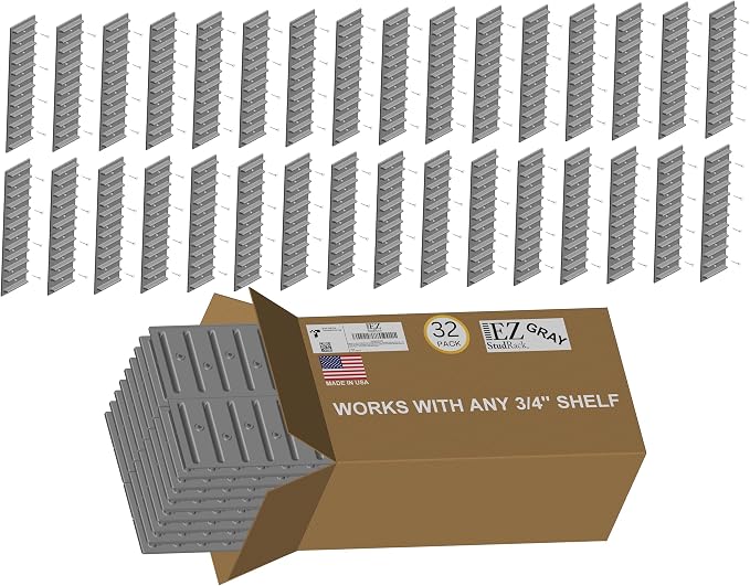 Made in USA | EZStudRack Adjustable Between Stud Shelf Bracket | Shelf Brackets - Image 8