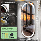 FENNIO Full Length Mirror with Lights, Wall Mounted Hanging Mirror with Lights - Image 3