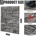 Tinlade 30 Pcs 28.81 Sq ft 3D Wall Panels Peel and Stick Foam Brick Wallpaper - Image 2