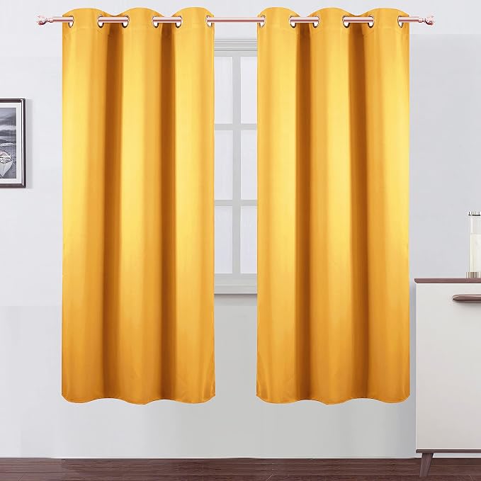 LEMOMO Yellow Thermal Blackout Curtains/42 x 72 Inch/Set of 2 Panels Room by Lemomo