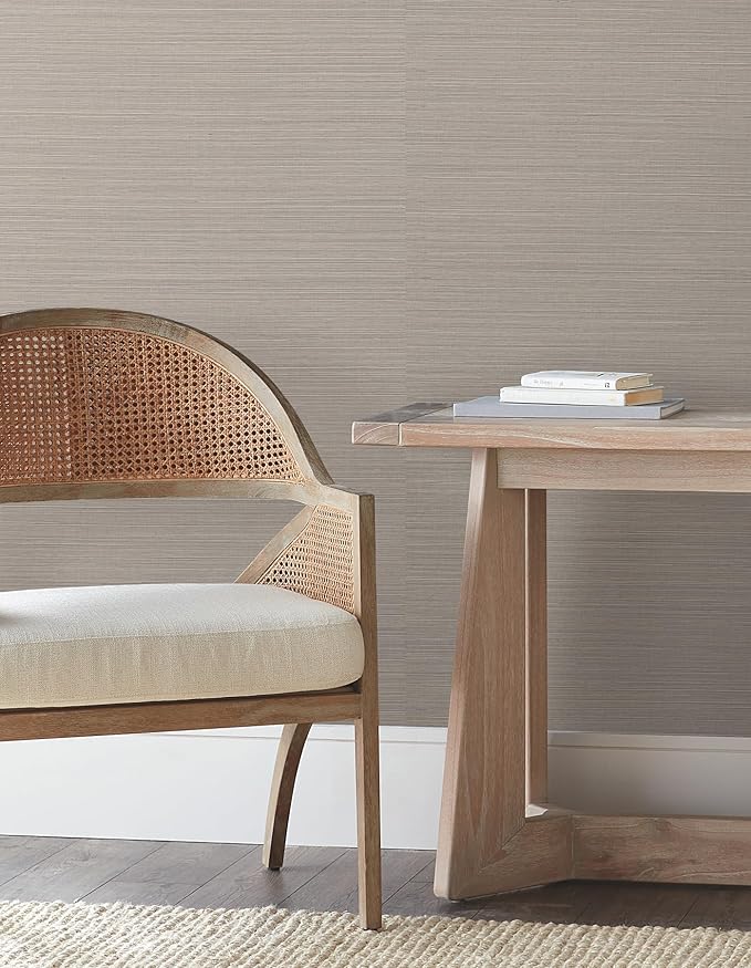York Wallcoverings Natural Sisal Classic Grey Peel and Stick Grasscloth - Image 3