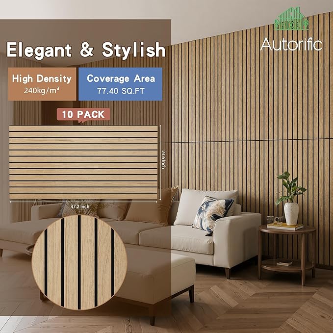 Wood Veneer Sound Panels, 10 Pack 47.2”x23.6” Wall Panels, Decorative Acoustic - Image 2