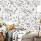 Froluya Black and Cream White Floral Wallpaper Peel and Stick Wallpaper - Image 7