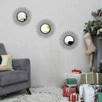 3 Set Sunburst Mirrors for Wall Decorative Metal Mirrors Small Mirror Sets - Image 2