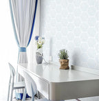 Peel and Stick Wallpaper Blue Wallpaper Geometric Wallpaper White Hexagon - Image 4