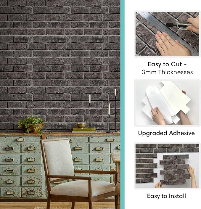 Commomy 3D Faux Brick Wallpaper Wall Tiles - Image 5