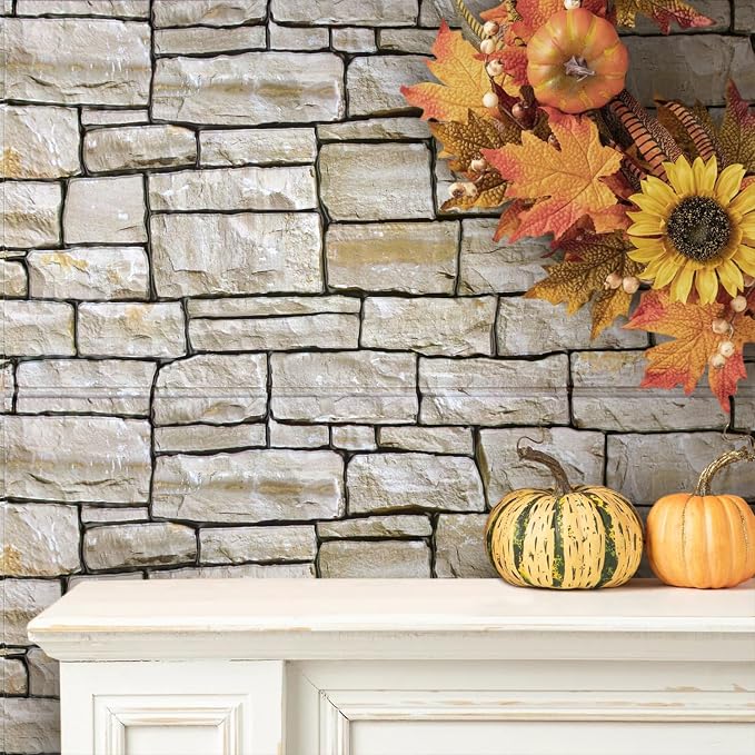 Commomy 12 pcs Faux Stone 3D Wall Panels Peel and Stick - Image 9