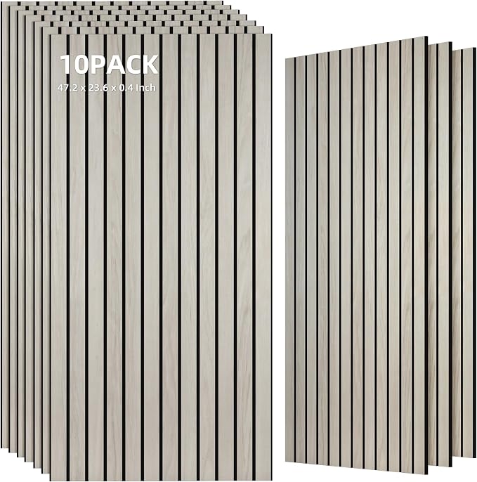 TO-TH Wood-Look Acoustic Wall Panels, 10 Pack 47.2” x 23.6” Acoustic Panels by TO-TH