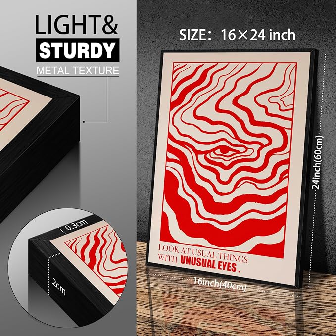 Medpol Retro Red Abstract Eye Canvas Wall Art Vintage Hippie Trippy Poster - Image 2
