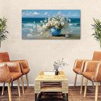 AIYISU Vintage Flowers Canvas Wall Art White Blossom Painting Retro Flowers in - Image 3