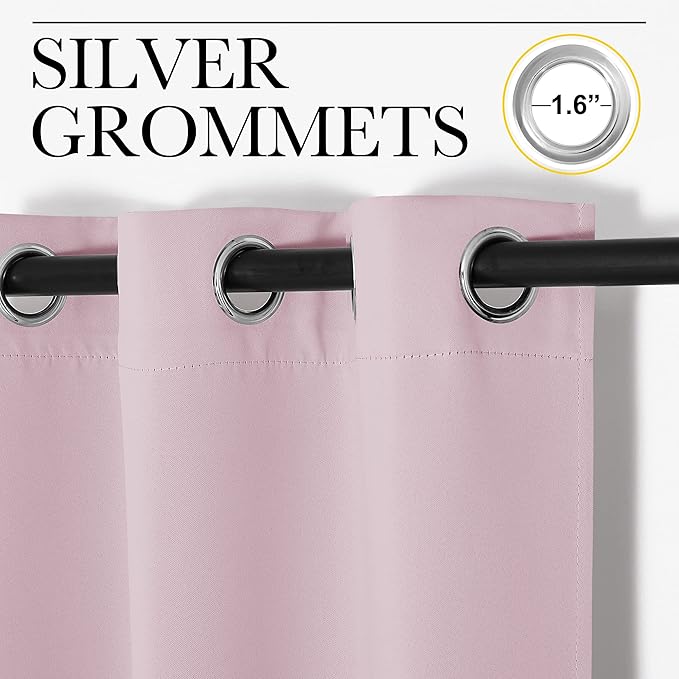 NICETOWN Baby Pink Blackout Curtains 68 inches Length - Image 2