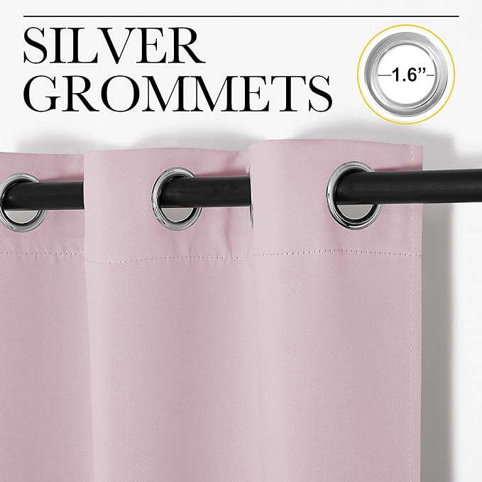 NICETOWN Baby Pink Blackout Curtains 40 inches Length - Image 2