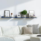 WOPITUES Floating Shelves with Gold Metal Guardrail, Shelves - Image 6