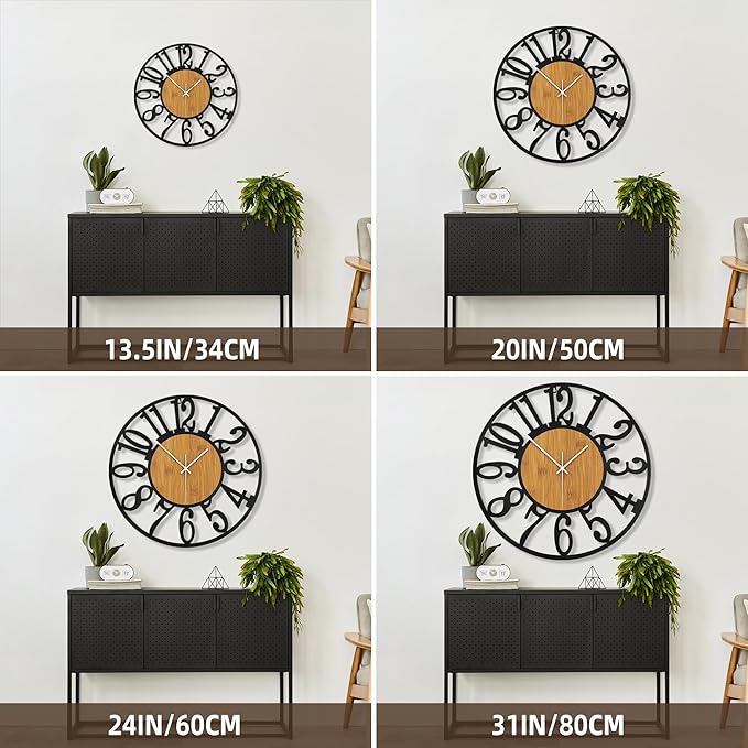 Large Wall Clock for Living Room Decor, 24 Inch Non Ticking Silent, Battery - Image 2
