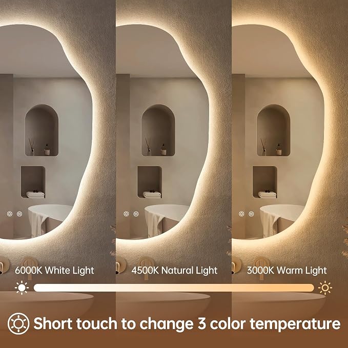 LOVESPEJO Irregular Backlit Mirror Bathroom 25x35 Inch, Asymmetrical LED - Image 6