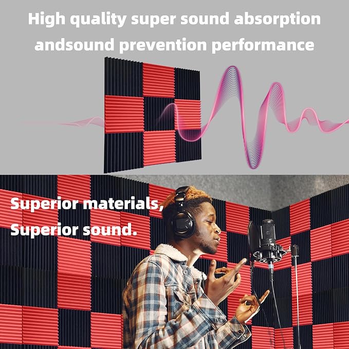 56 Pack Acoustic Foam Panels |1 "x12 "x12" Rapid Recovery Acoustic Wall Panels - Image 5