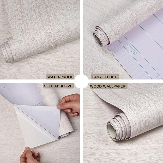 White Wood Contact Paper for Cabinets/Drawers Wood Grain Peel and Stick - Image 7