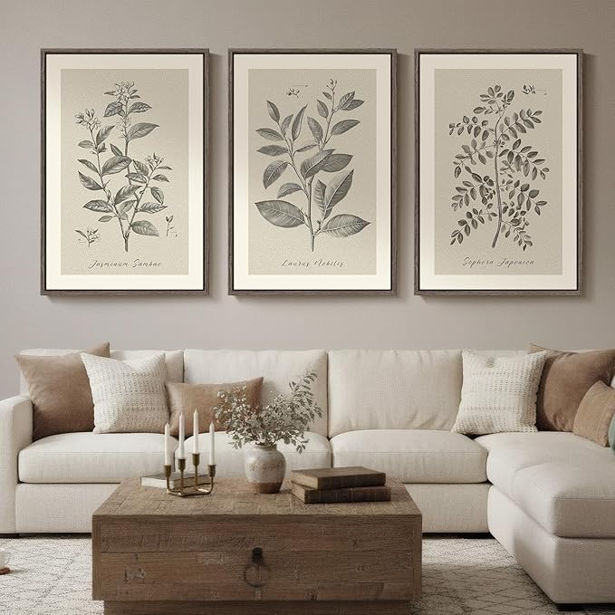 Large Framed Vintage Botanical Wall Art by Cuspin