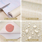 Amiya Grasscloth Cream Wallpaper 17.3"x120" Peel and Stick Beige Faux Fabric - Image 3