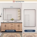 Keonjinn Black Bathroom Mirror for Over Sink, 60 x 40 Inch Large Rounded - Image 8
