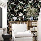 Black Floral Wallpaper Peel and Stick, Vintage Dark Green Leaves - Image 6