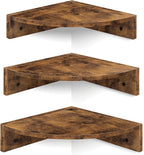 Homode Corner Shelf Wall Mount, 3 Tier Wood Wall Display Shelf, Storage by Homode
