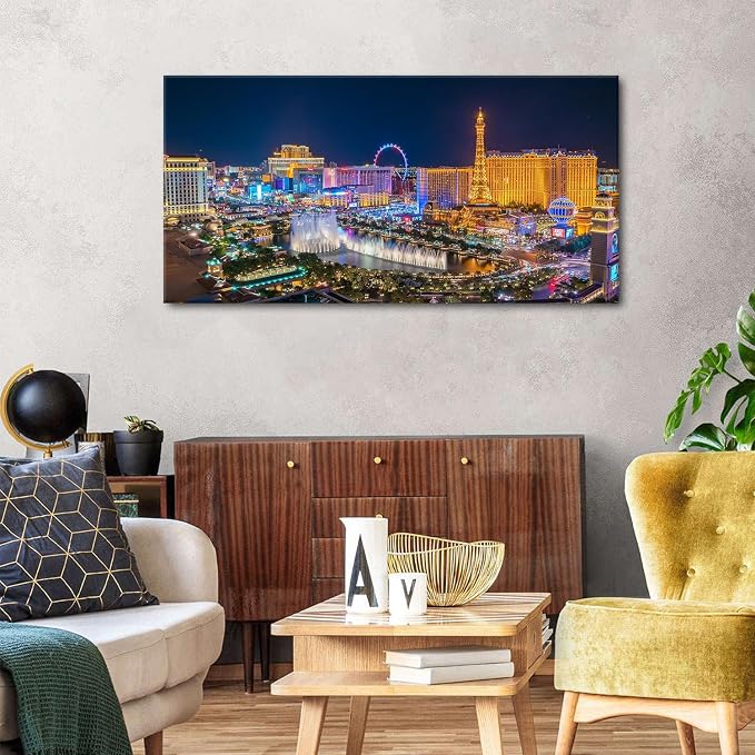 AIYISU Las Vegas Wall Art Skyline Cityscape Picture Wall Decor City Lconic - Image 3