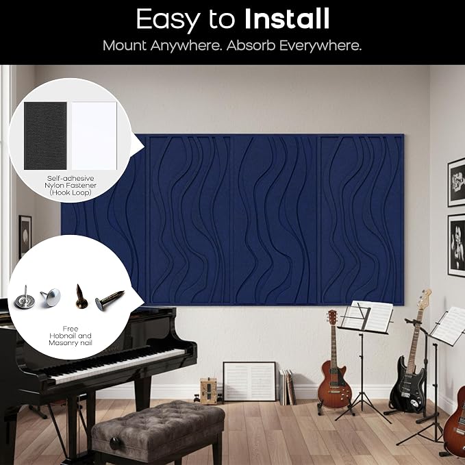 BUBOS 4 Pack Large Acoustic Panels, Total Size 47.2 x 23.6 Inches Soundproof - Image 8