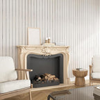 VEELIKE Cream White Oak Wood Slat Wall Panel Peel and Stick 3D Faux Wood Wall - Image 3