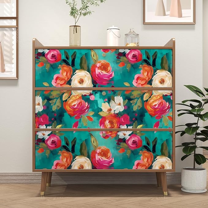 BOKEBEVE Watercolour Floral Peel and Stick Wallpaper Boho Vibrant Contact Paper - Image 3