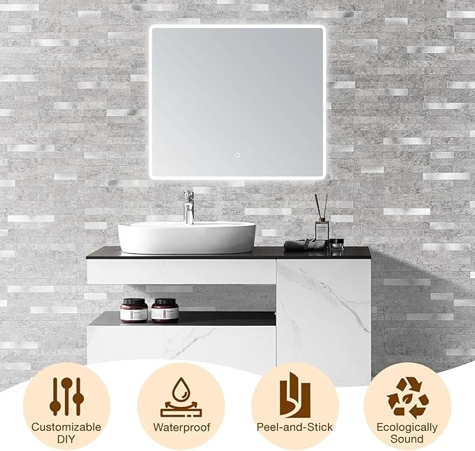 Peel and Stick Backsplash Tile Waterproof Removable PVC Wall Sticker 3D Faux - Image 8