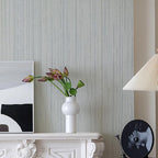 Dviolet 15.7in x 393in Grey Grasscloth Textured Fabric Removable Wallpaper - Image 2