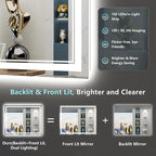 40x24 LED Bathroom Mirror with Lights, Backlit and Front Lit Anti-Fog Lighted - Image 3