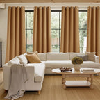 NICETOWN Short Faux Linen Gold Brown Blackout Curtains 63 inches Long - Image 4