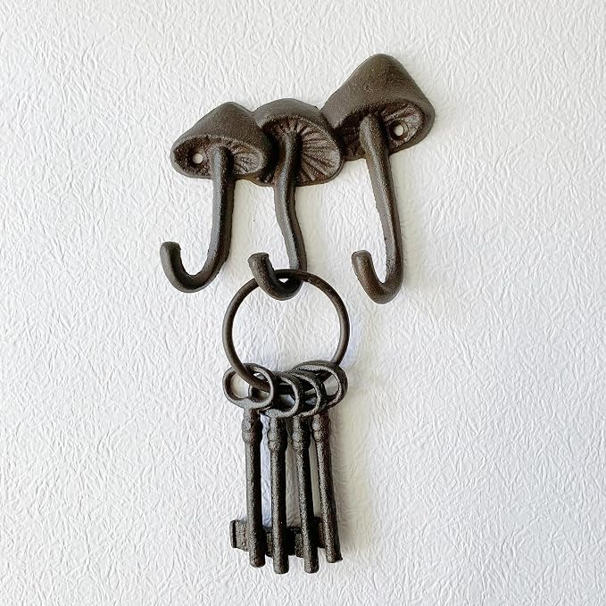 Rustic Mushroom-Shaped Decorative Wall Hook Rack Hangers - Image 6