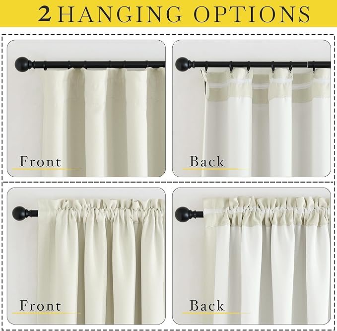 NICETOWN Room Darkening Bedroom Curtains 96 inches Long, Dual Rod Pockets & - Image 3