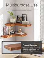 BATODA Acacia Wood Corner Floating Shelves 17" x 12"– Corner Shelf Wall Mounted - Image 5