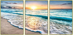 Wieco Art Framed Wall Art 3 Panels Blue Beach Canvas Art - Image 7