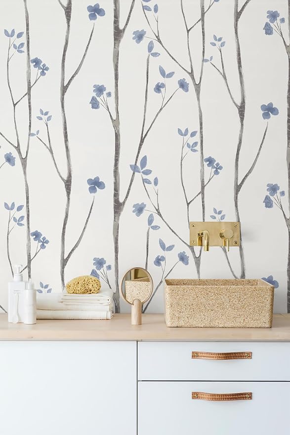 Timeet 16.1" x 197" Leaf Wallpaper Peel and Stick White and Purple Wallpaper - Image 3