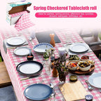 Kochorie 54 Inch x 300 Ft Light Pink Checkered Plastic Table Cloth Roll - Image 5