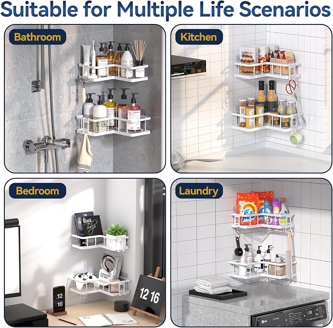 YASONIC Shower Caddy Corner, No Drilling Shower Organizer Corner - Image 9