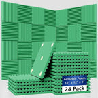 24 Pack Sound Proof Foam Panels | 1"×12"×12" Quick-Recovery Soundproof Wall by Temgcuam