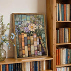 YYNISPIN Vintage Book Wildflower Wall Art Moody Stained Glass Book Lover Wall - Image 5